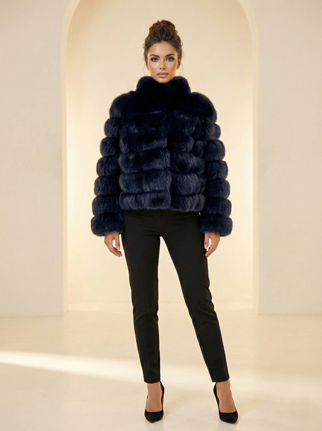 Virginia, 60 cm. - Blue Fox - Women - Black.