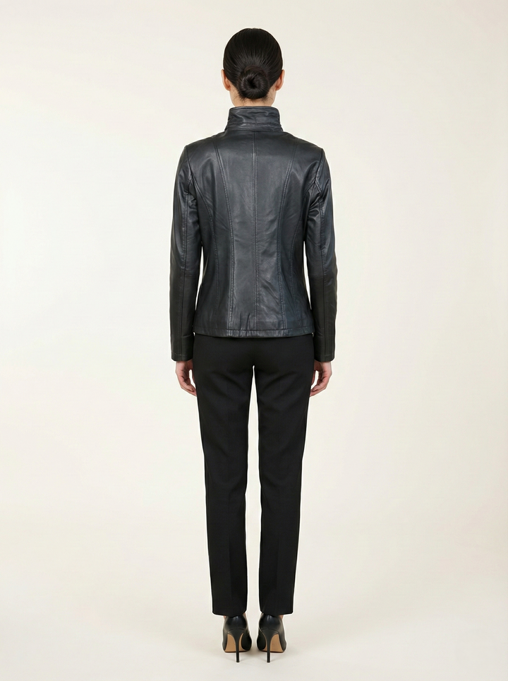 Hanne, 60 cm. - Lam Malli skinnjakke - kvinner - svart