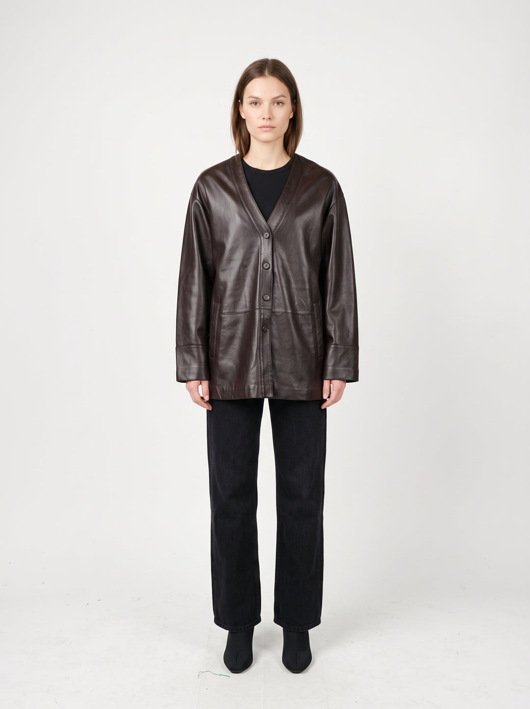 Dona, 75 cm. Lamb Polish Nappa Leather Coffee Brown