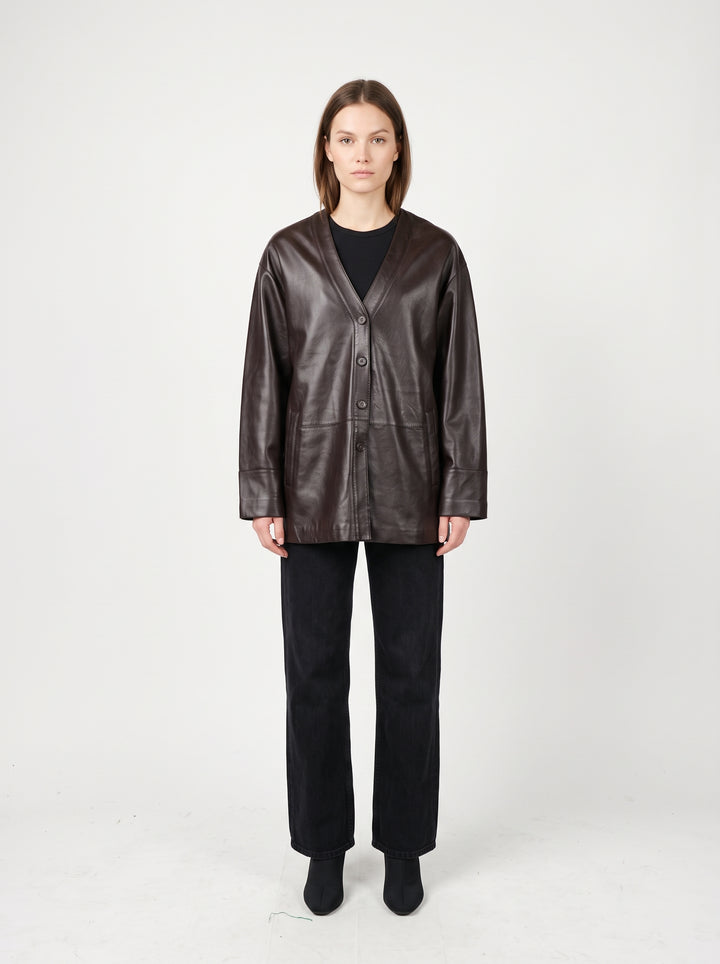 Dona, 75 cm. Lamb Polish Nappa Leather Coffee Brown