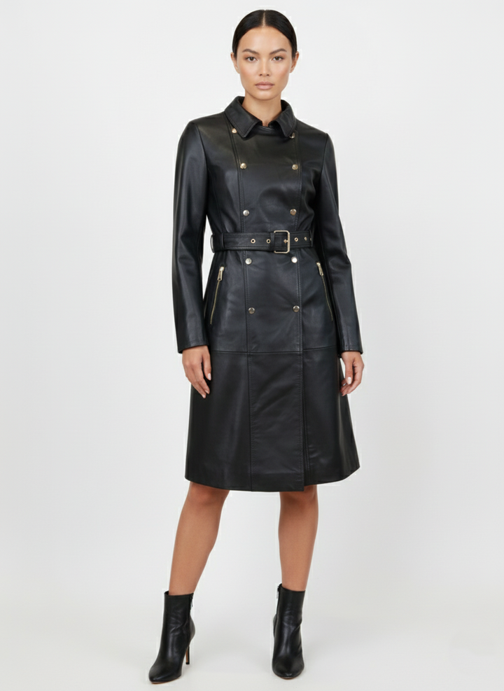 Pritta, 100 cm. - Collar - Lamb Thick Dace Leather -Women - Black