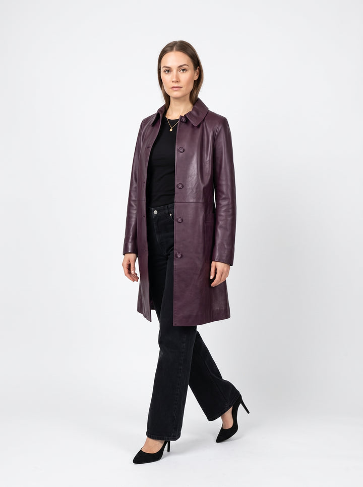 Alice, 92 cm. Lamb Thick Dace Leather -Women Bordeaux