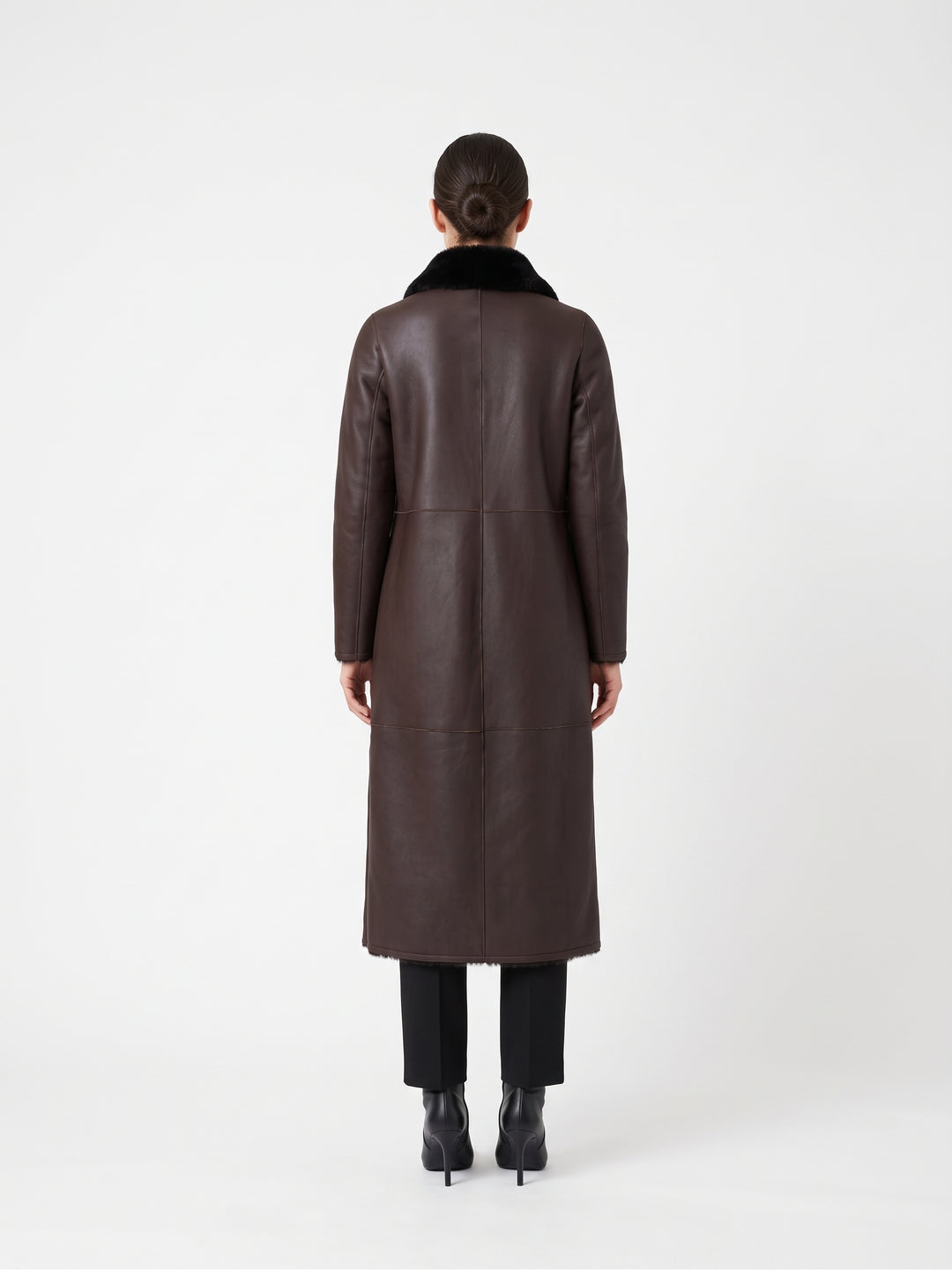 Flora, 125 cm. - Collar Nappa Lamb - Women Dark Brown