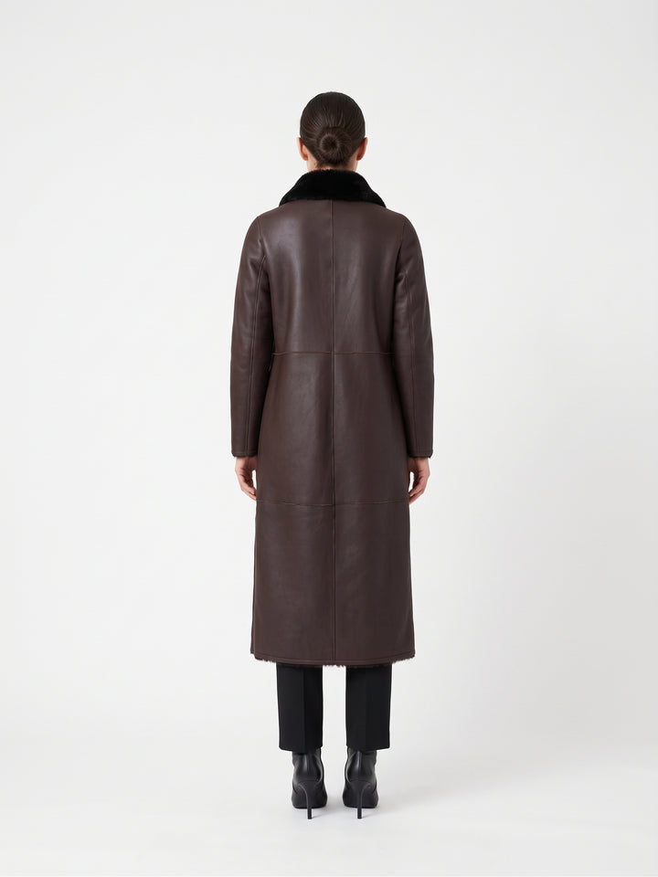 Flora, 125 cm. - Collar Nappa Lamb - Women Dark Brown