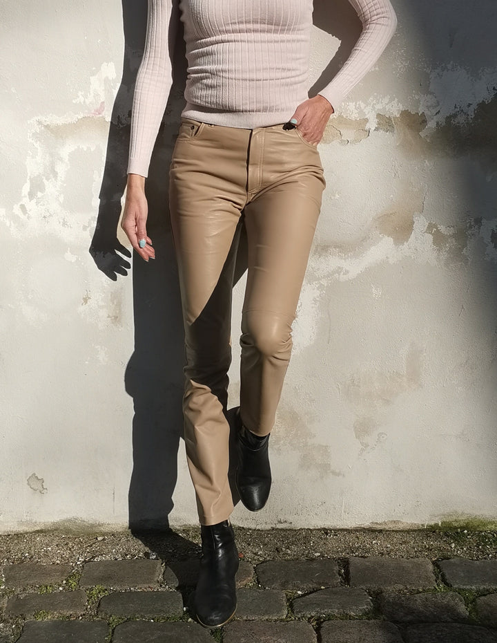 Ny Jill Byxa - Lamm Nappa Läder - Dam - Beige