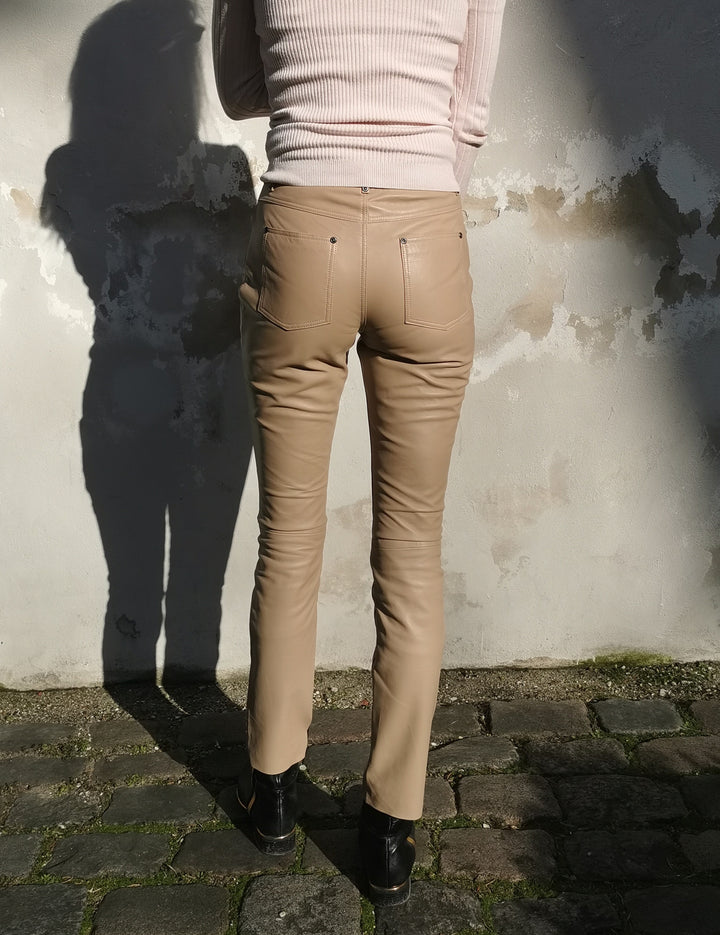 Ny Jill Byxa - Lamm Nappa Läder - Dam - Beige