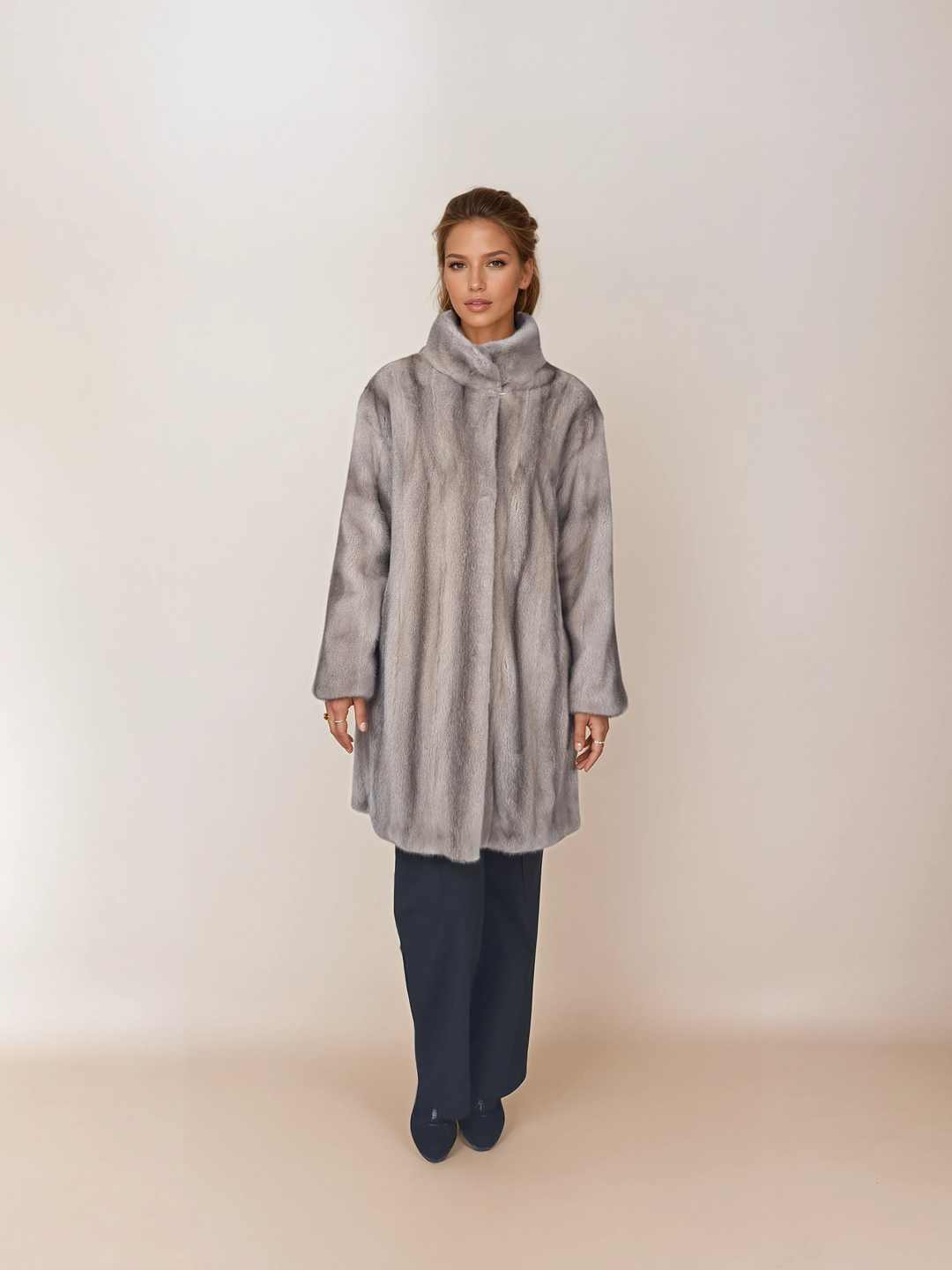 Filuka-A, 90 cm. - Krage - Mink - Dam - Silverblå