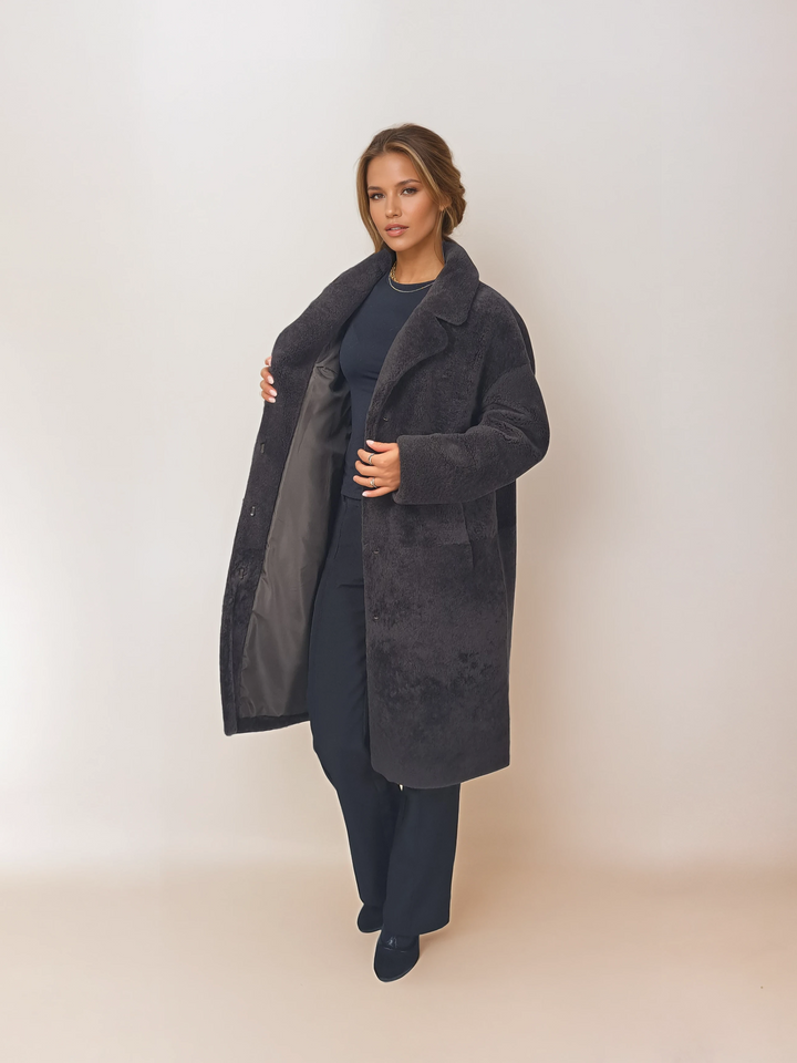 Hella, 95 cm. - Halsband - Curly Lamb - Damen - Kaffee