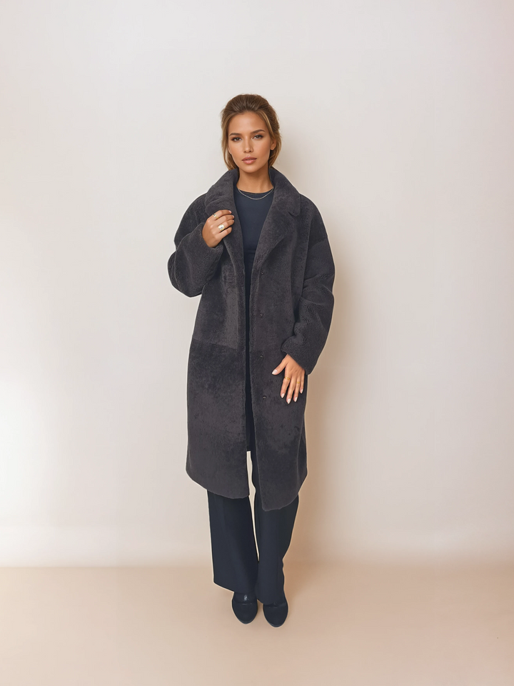 Hella, 95 cm. - Halsband - Curly Lamb - Damen - Kaffee