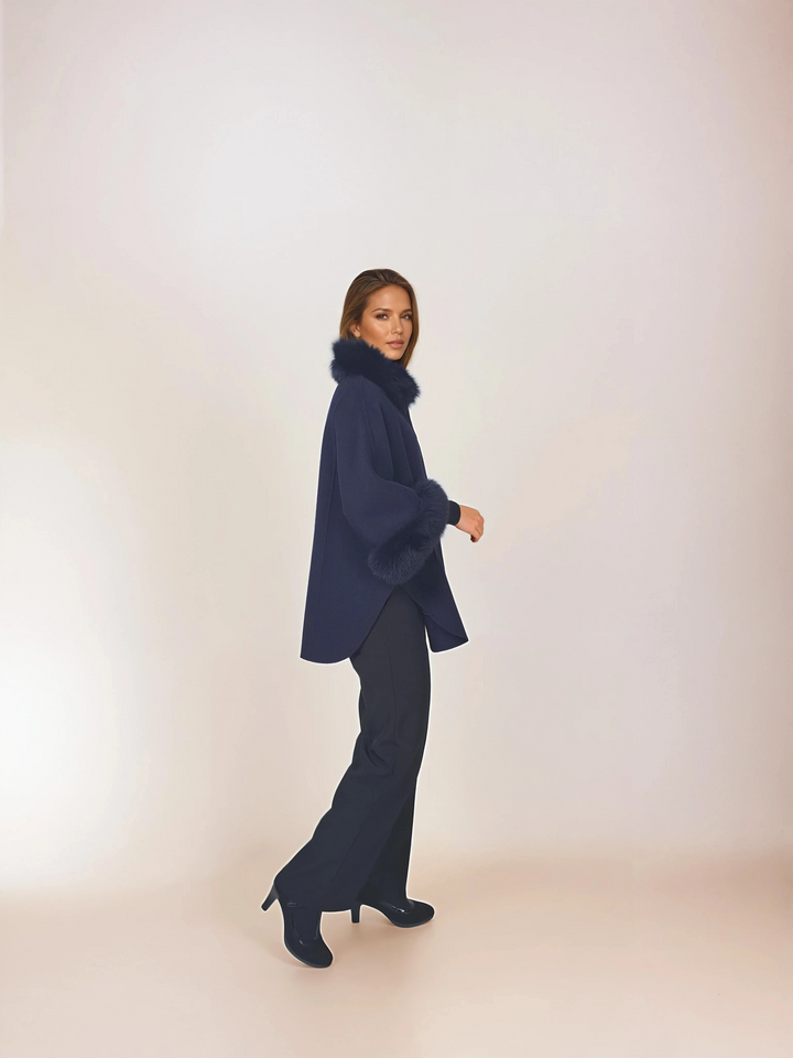 Damini Poncho, 75 cm. - Uld - Kvinder - Navy