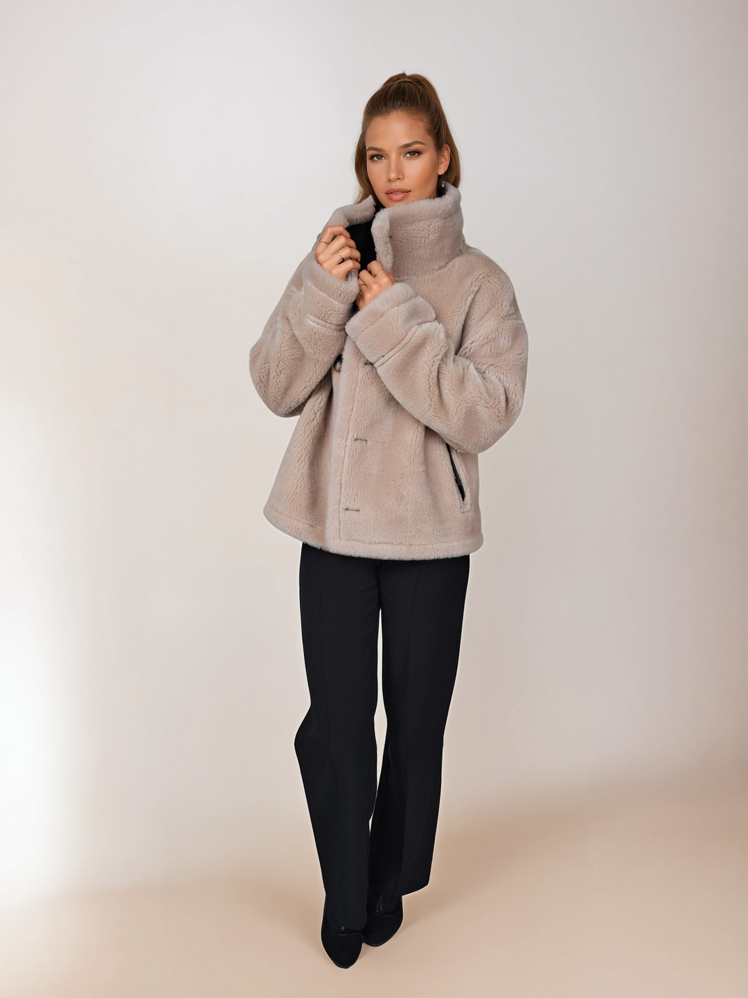 Heidi, 60 cm. - Kragen - Air Wool - Damen - Ganix Brown