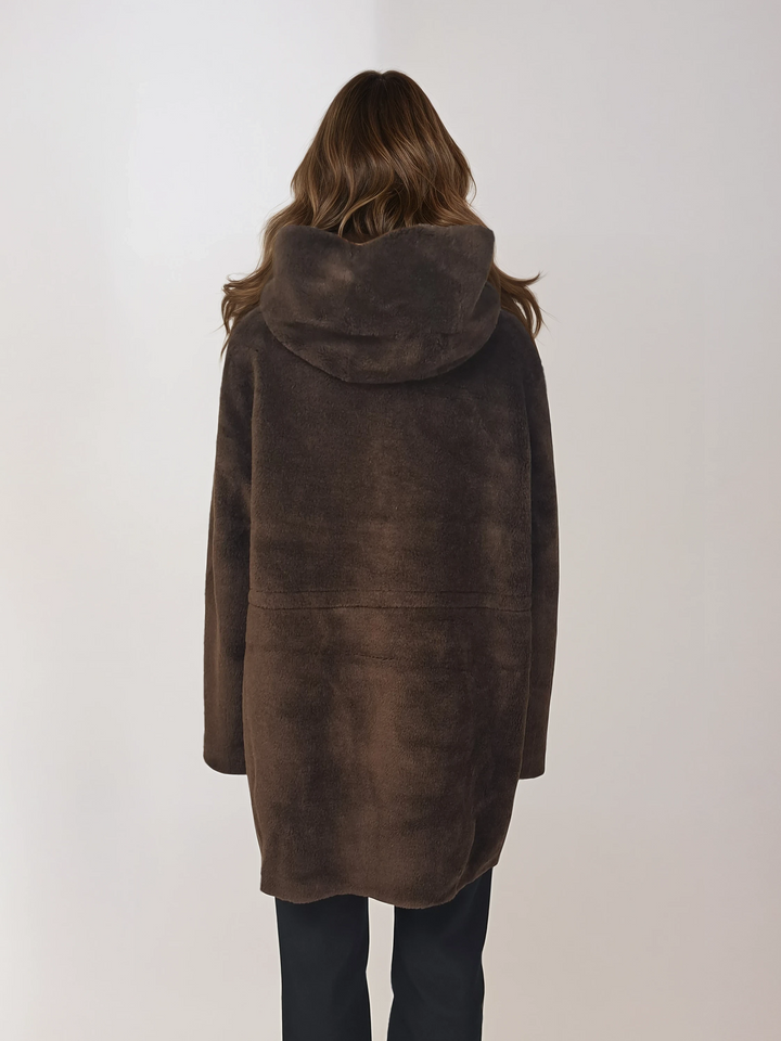 Iric, 85 cm. - Kapuze - Air Wool - Damen - Braun