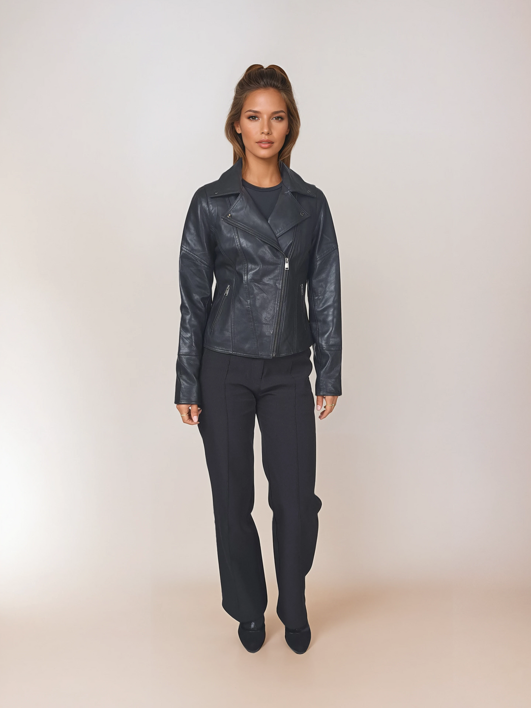 Amina - Lamb Thick Dace Leather -Women - Black