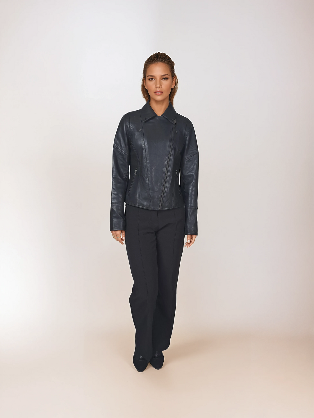 Amina - Lamb Thick Dace Leather -Women - Black