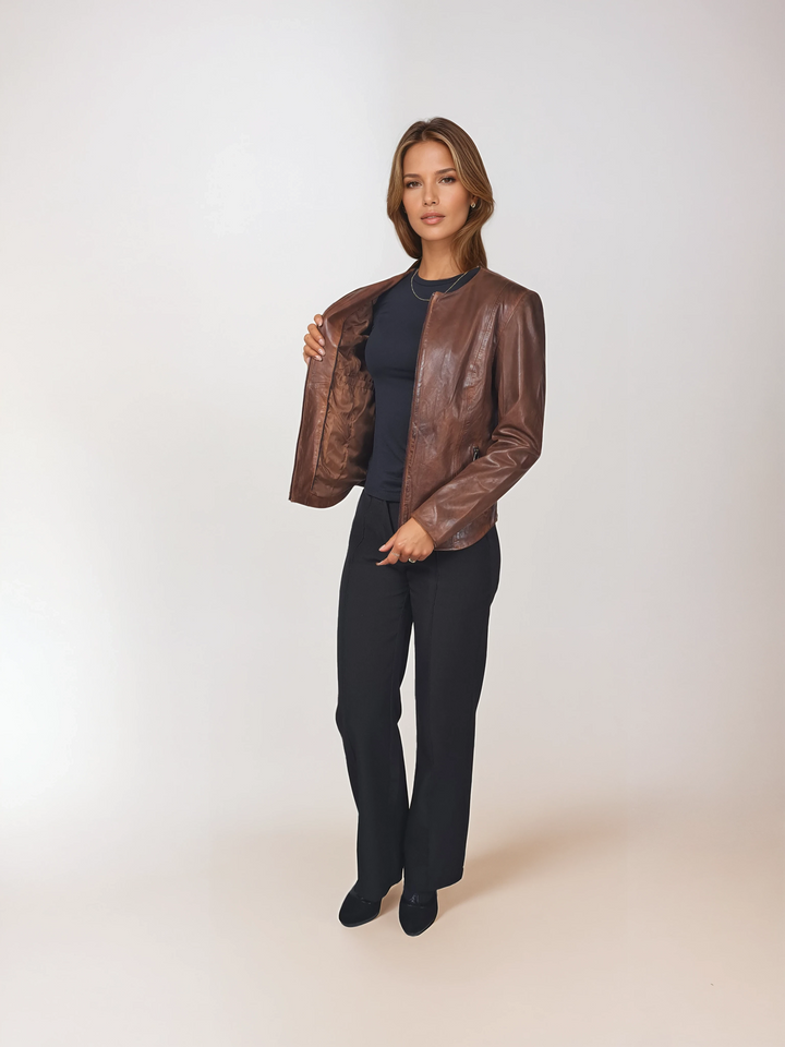 Desirae - Comfort, 60 cm. - Lamb Malli Leather - Women - Copper Brown