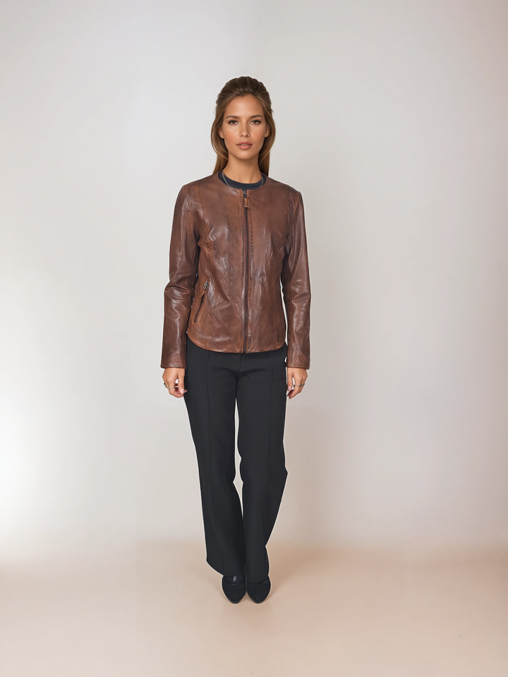 Desirae - Comfort, 60 cm. - Lamb Malli Leather - Women - Copper Brown