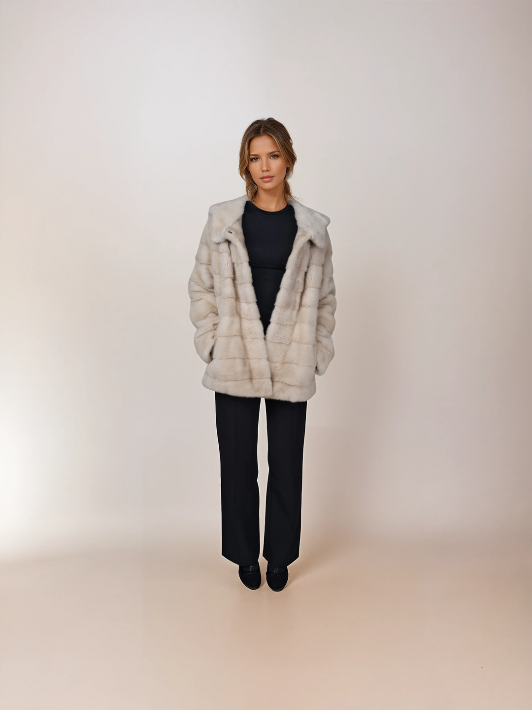 Trinity, 75 cm. - Hood - Mink - Women - Pearl