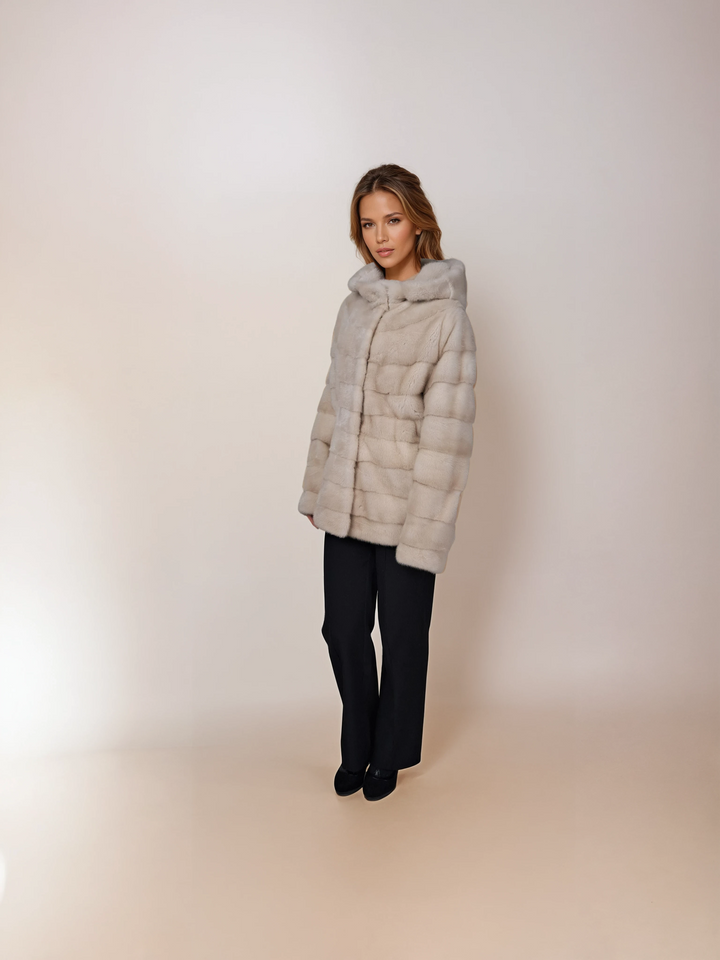 Trinity, 75 cm. - Hood - Mink - Women - Pearl