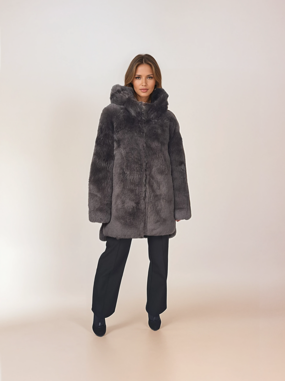 Iphigenie, 85 cm. - Hætte - Toscana Lamb - Damer - Taupe