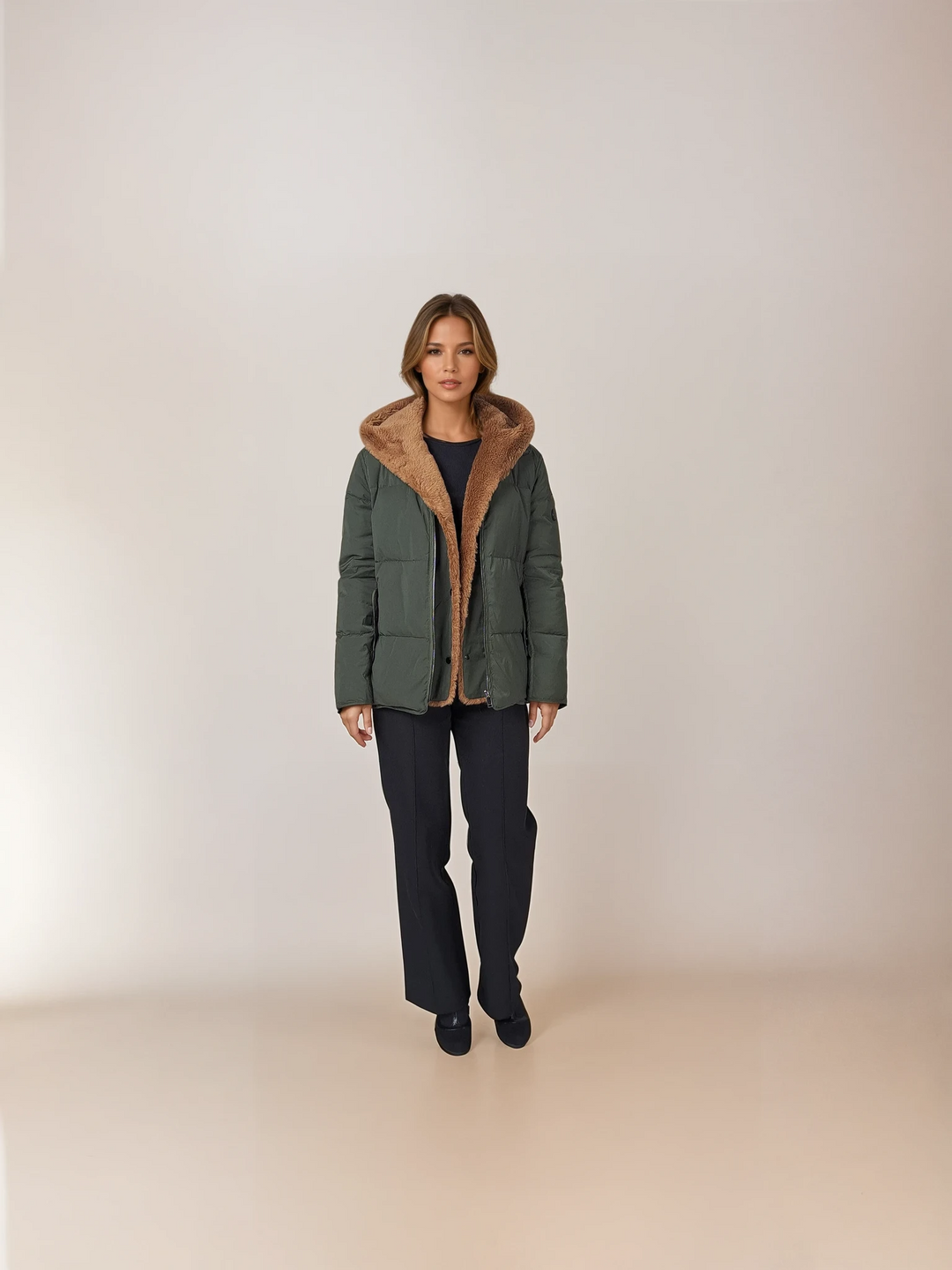 Ingrid, 63 cm. - Hood - Down - Women - Army