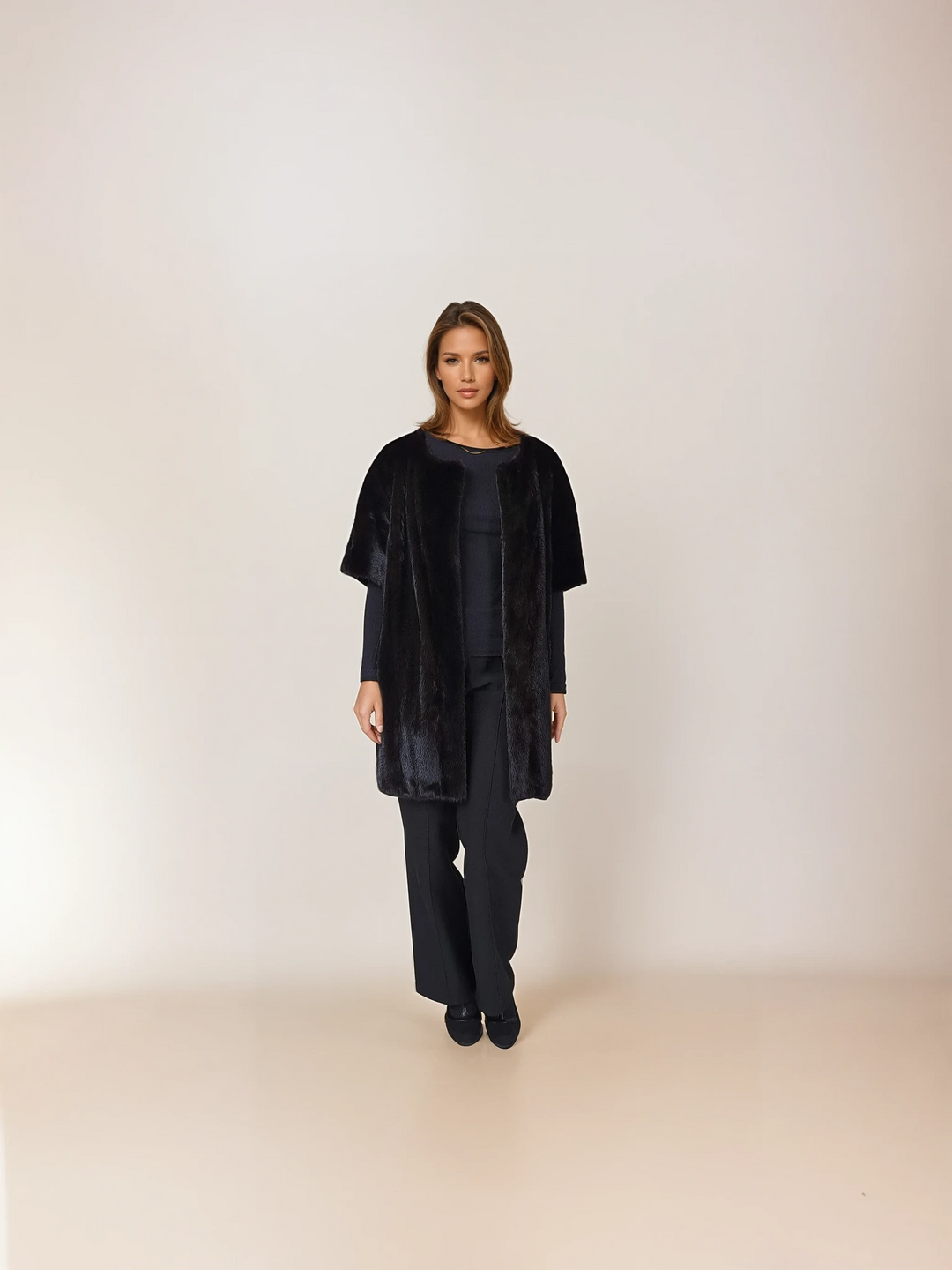 Kay, 80 cm. - Mink - kvinner - svart