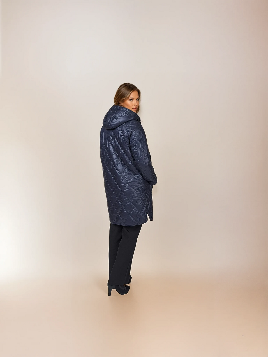 Guernsey, 90cm. - Hood - Lamb Right Hair - Women - White