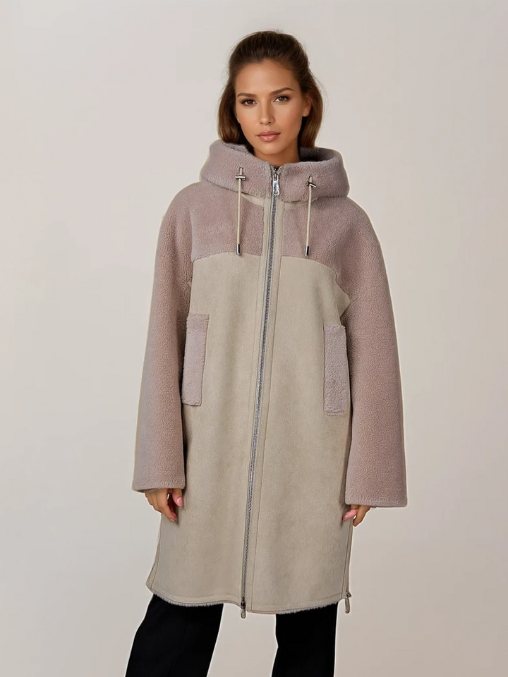 Huguette, 90 cm. - Kapuze - Air Wool - Damen - Peach Puff