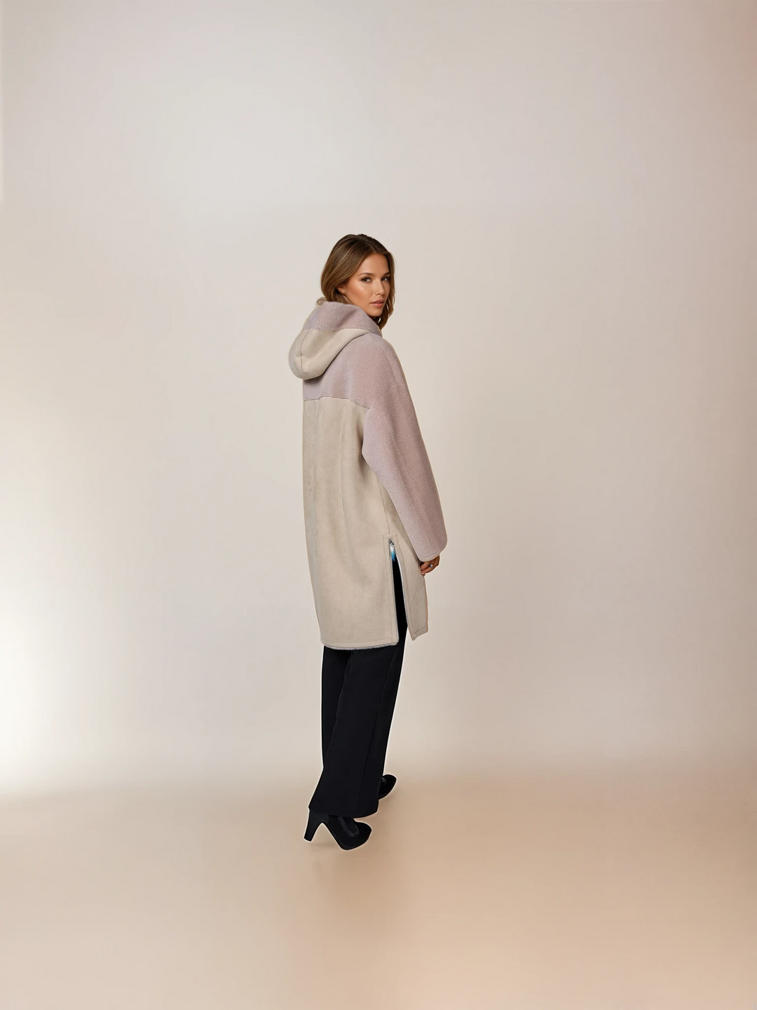 Huguette, 90 cm. - Kapuze - Air Wool - Damen - Peach Puff