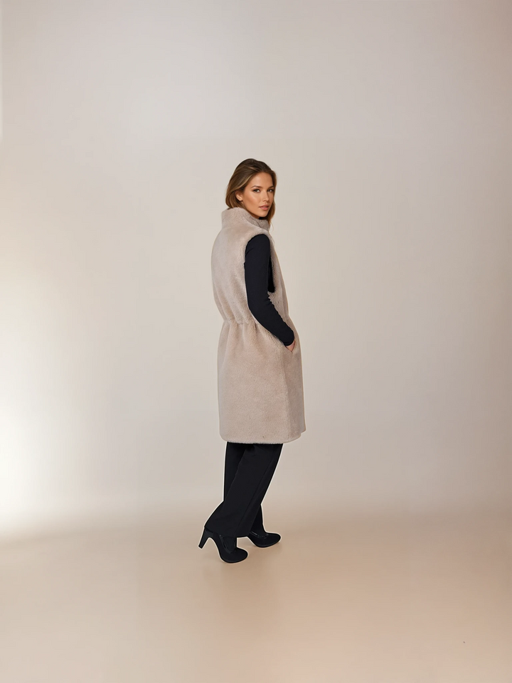 Galatee väst, 92 cm. - Krage - Air Wool - Dam - Light Camel