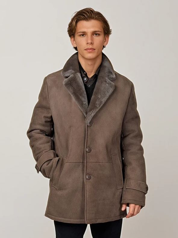 Isidor, 80 cm. - Kragen - Wildlederlamm - Herren - Dunkle Eiche