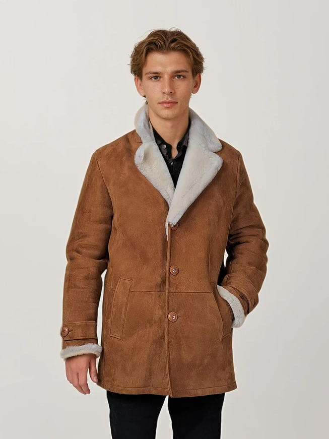 Isidore, 80 cm. - Krage - Mocka Lamm - Man - Cognac