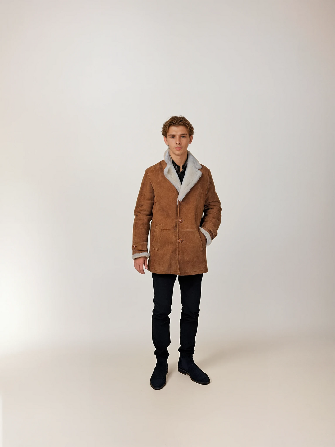 Isidore, 80 cm. - Krage - Mocka Lamm - Man - Cognac