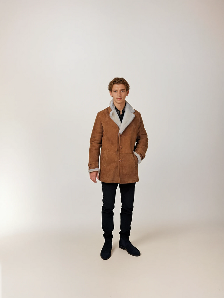 Isidore, 80 cm. - Krage - Mocka Lamm - Man - Cognac