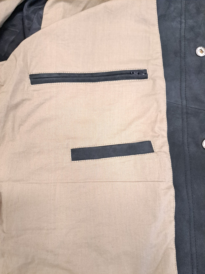 Gundter, 70 cm. - Collar - Goat Suede Leather - Man - Midnight Blue