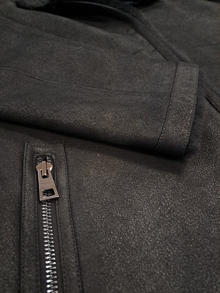 Giorgiana, 95 cm. - Hood - Nappa Lamb Crack - Women - Black