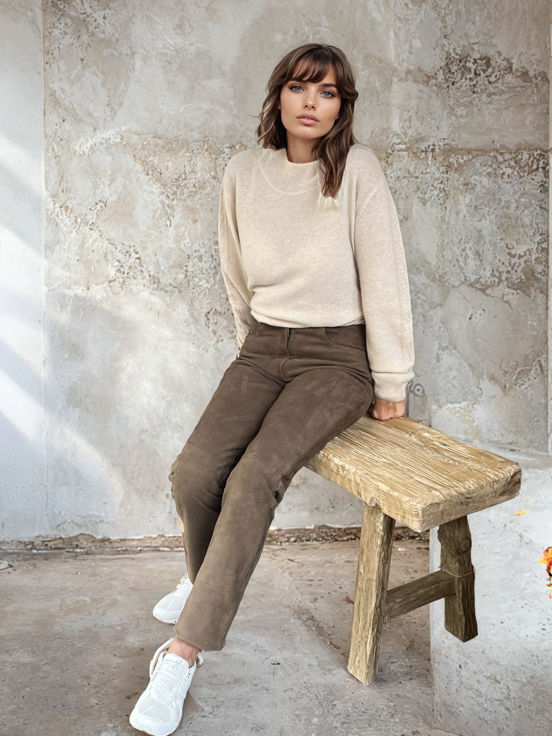 Lenvi Trousers - Goat Suede - Women - Dark Green