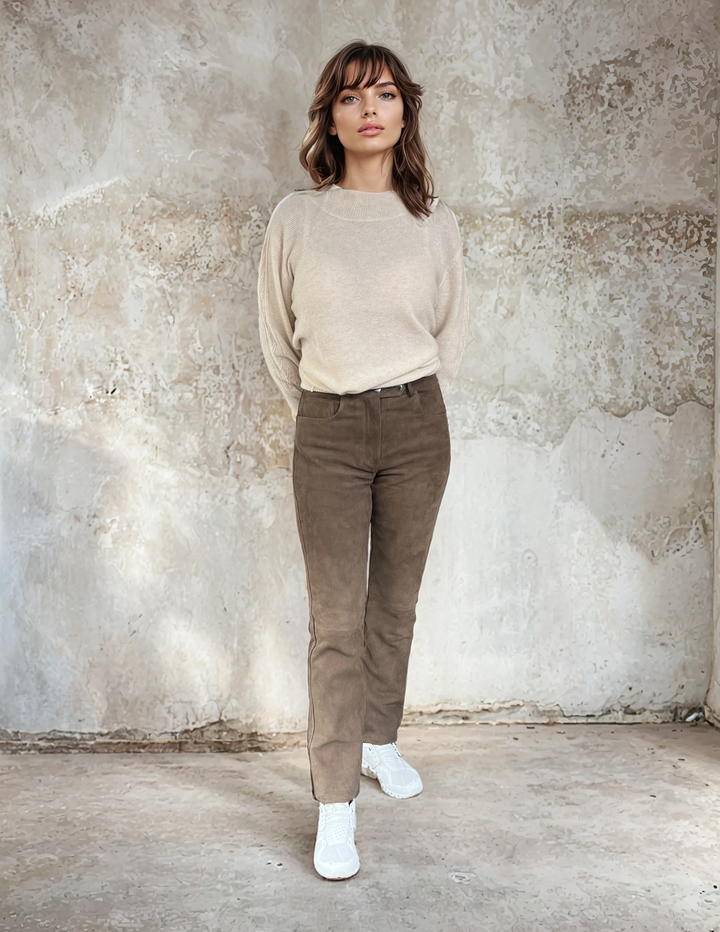 Lenvi Trousers - Goat Suede - Women - Dark Green