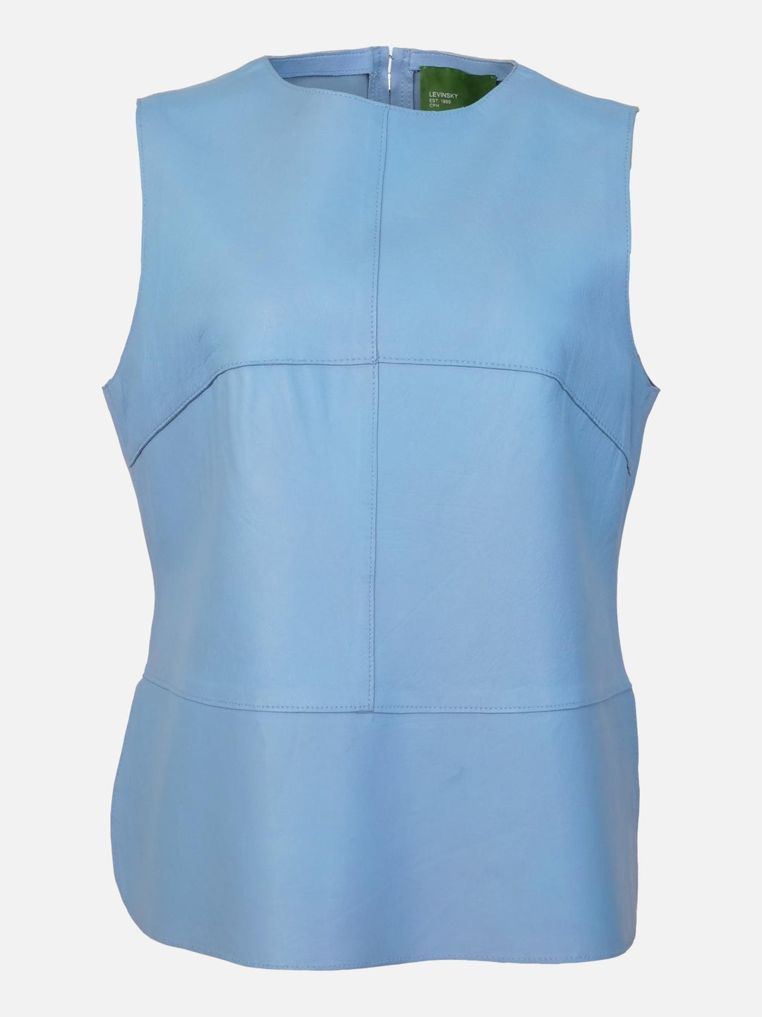 Hope Vest, 59 cm. - Lamb Dior Bonded Leather-Women - Skye Blue