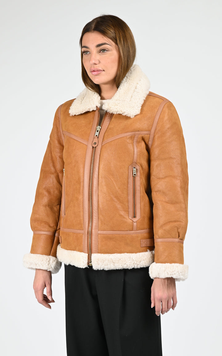 LCW Ashley Cognac Shearling Bomber Jacket - Women