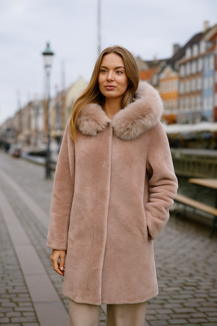 Gamal-A, 100 cm. - Hætte - Air Wool - Damer - Dust Rose