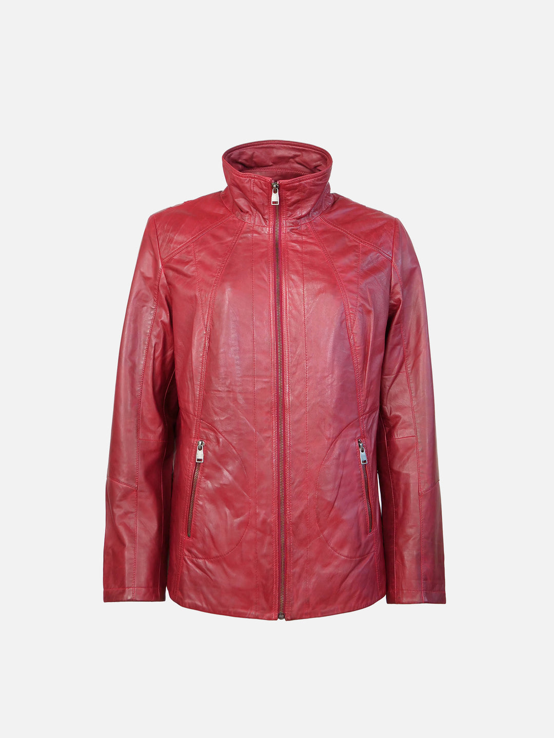 New Iden - Comfort, 65 cm. - Lamm-Malli-Lederjacke - Damen - Rot