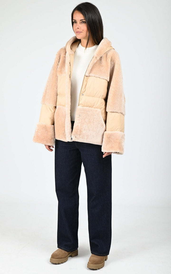 Beige Oeillet Lambswool Puffer Jacket - Women