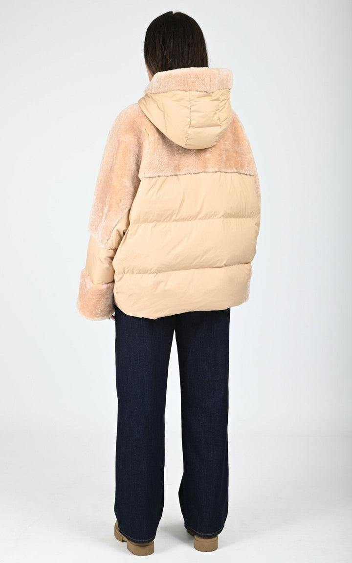 Beige Oeillet Lambswool Puffer Jacket - Women