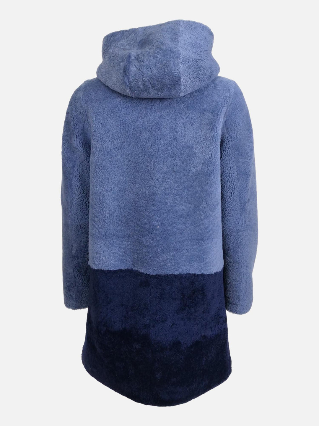 Delaney, 87 cm. - Hood - Curly Lamb - Women - Blue & Dark Blue