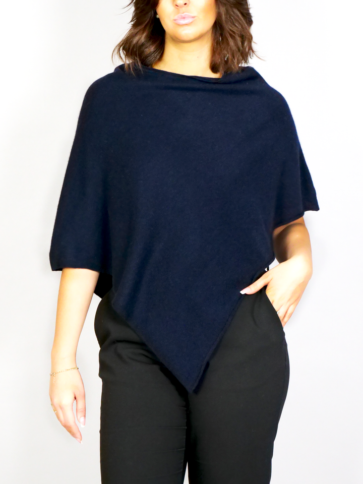 SY-24001 Poncho - 100% Cashmere - Women - Dark Blue