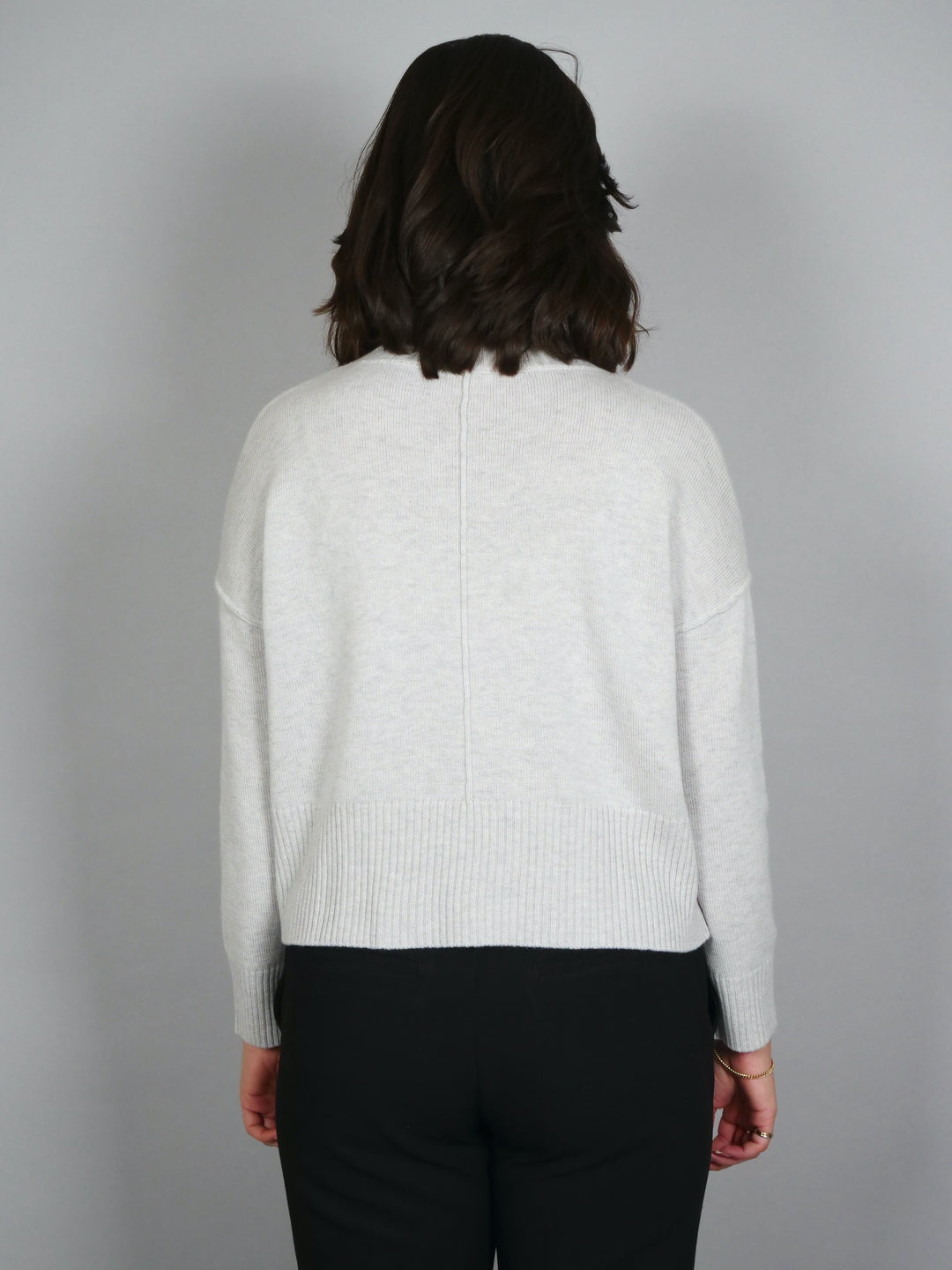 SY-23080 Sweater - 100% uld strik - Dame - Lysegrå