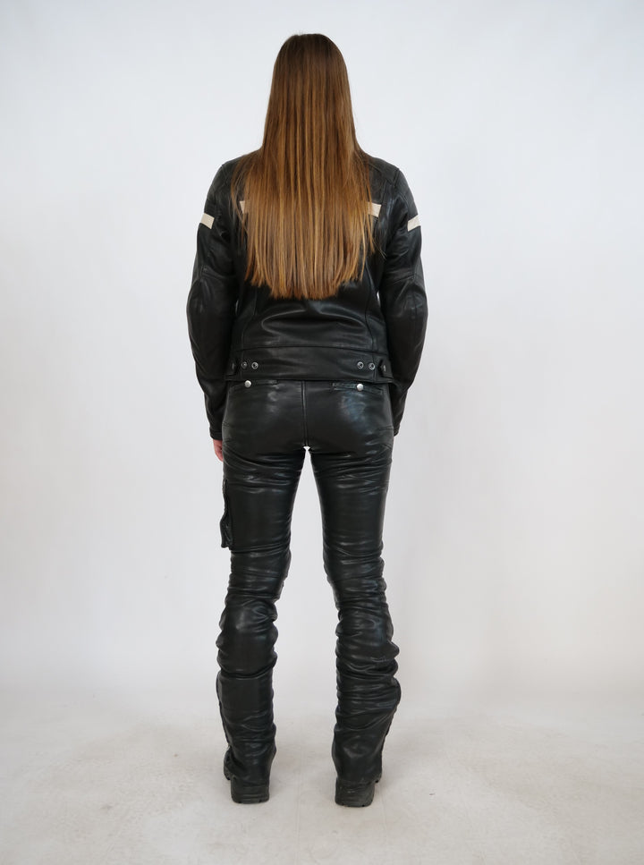 LCMP W-004 Womens Motor Cycle Trousers - Goat Nappa Retro Leather-Women - Black