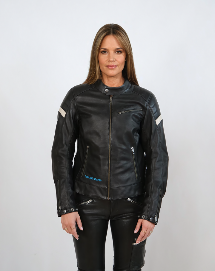 LMCJ W-001 Dame buffalo motorcykel læder jakke - Sort