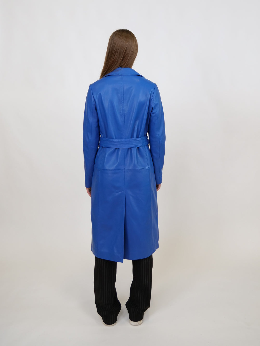 Dan Trenchcoat, 105 cm. - Lammleder - Damen - Elektroblau