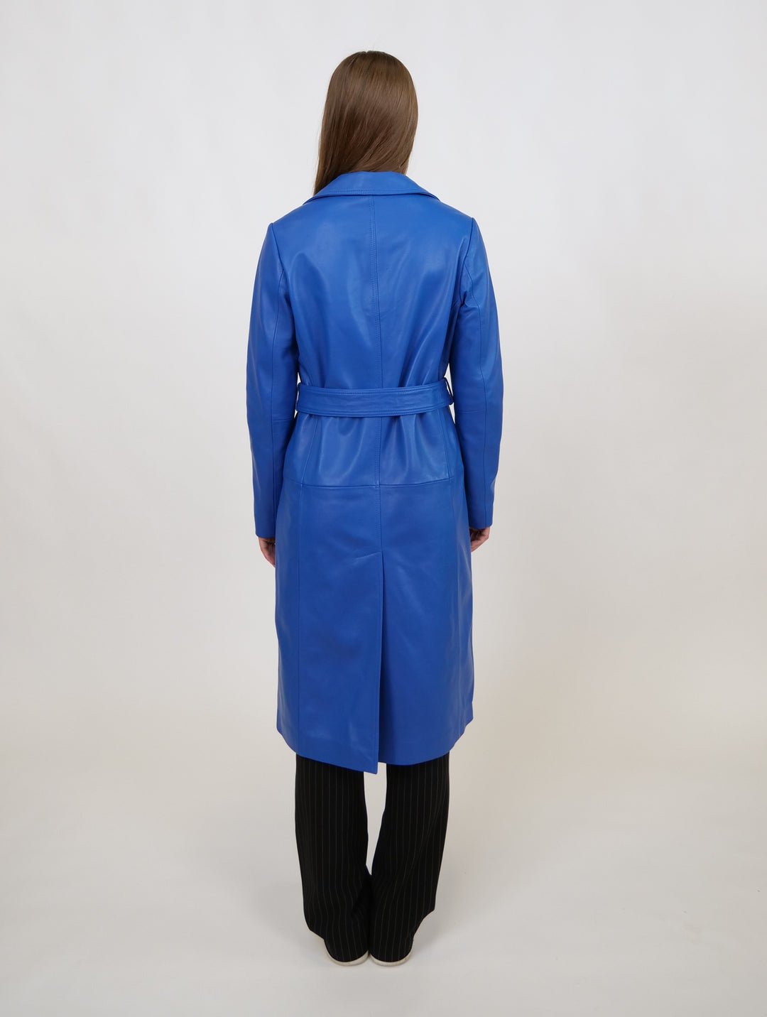 Dan Trenchcoat, 105 cm. - Lammleder - Damen - Elektroblau